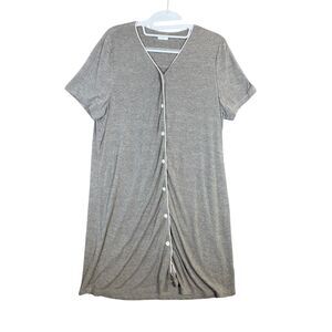 Swomog Grey Button Down Pajama Dress Womens M
